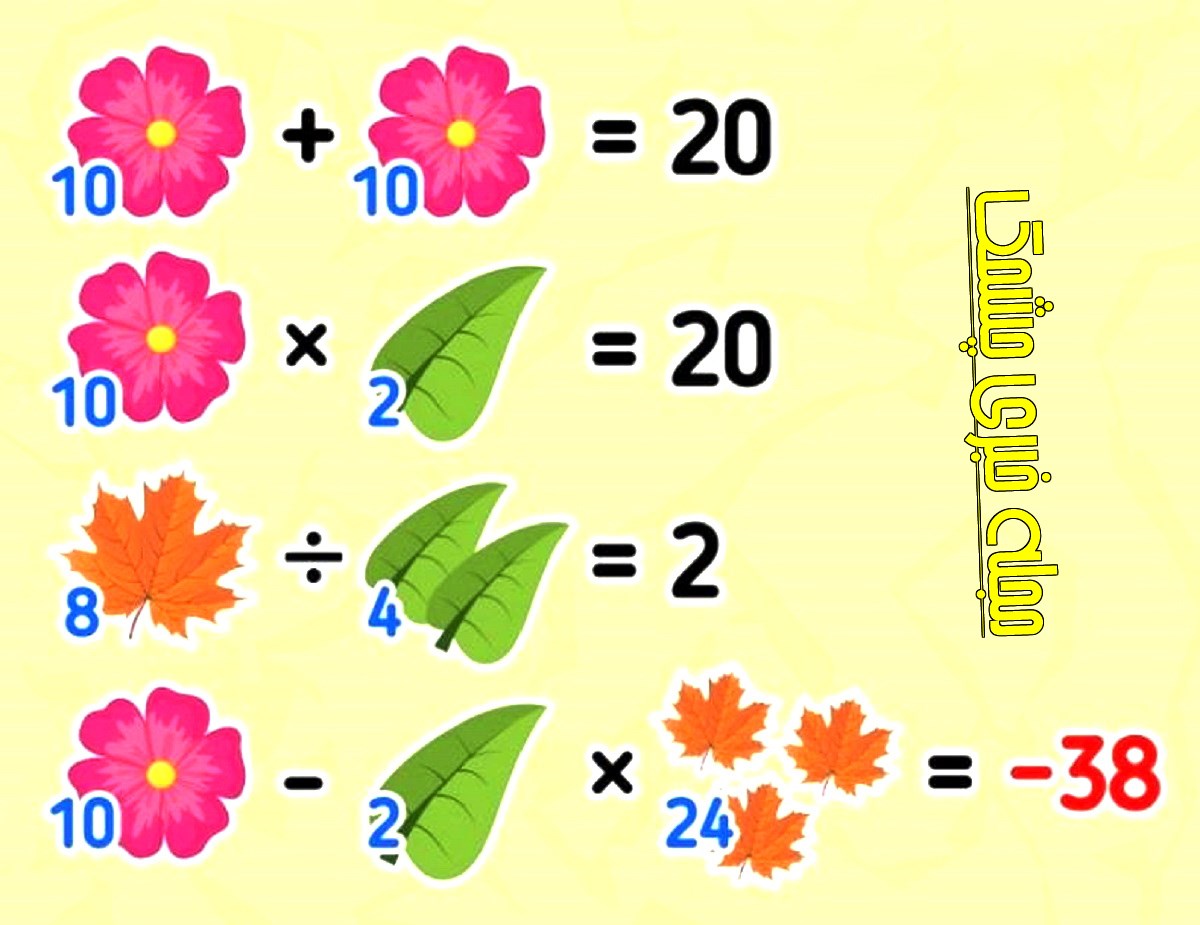 جواب آزمون ریاضی با ارزش برگ ها و گل